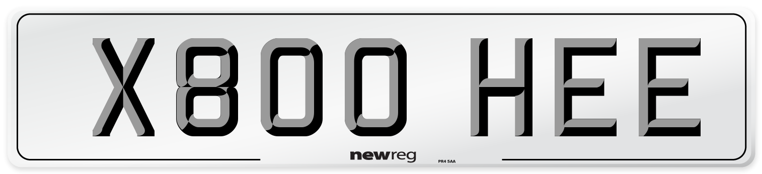 X800 HEE Number Plate from New Reg